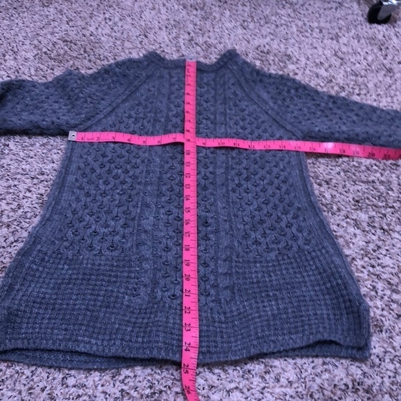 Pili Carrera Cardigan Sweater Size 12 Gray Fisherman’s Cable Knit Wool Alpaca - Picture 8 of 9